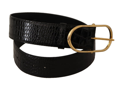 Dolce & Gabbana Chic Black Leather Logo Belt Dolce & Gabbana