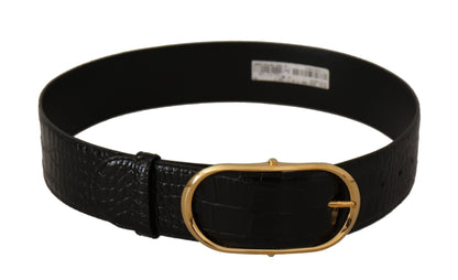 Dolce & Gabbana Chic Black Leather Logo Belt Dolce & Gabbana