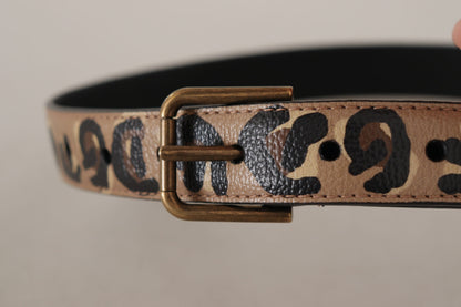 Dolce & Gabbana Elegant Leather Engraved Buckle Belt Dolce & Gabbana