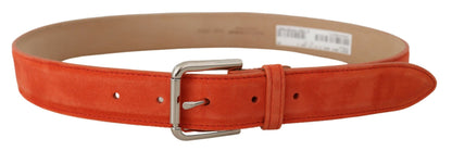 Dolce & Gabbana Elegant Suede Leather Belt in Vibrant Orange Dolce & Gabbana