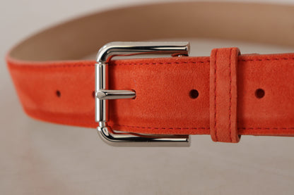 Dolce & Gabbana Elegant Suede Leather Belt in Vibrant Orange Dolce & Gabbana