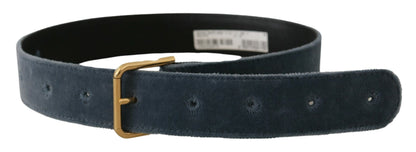 Dolce & Gabbana Elegant Navy Velvet Designer Belt Dolce & Gabbana