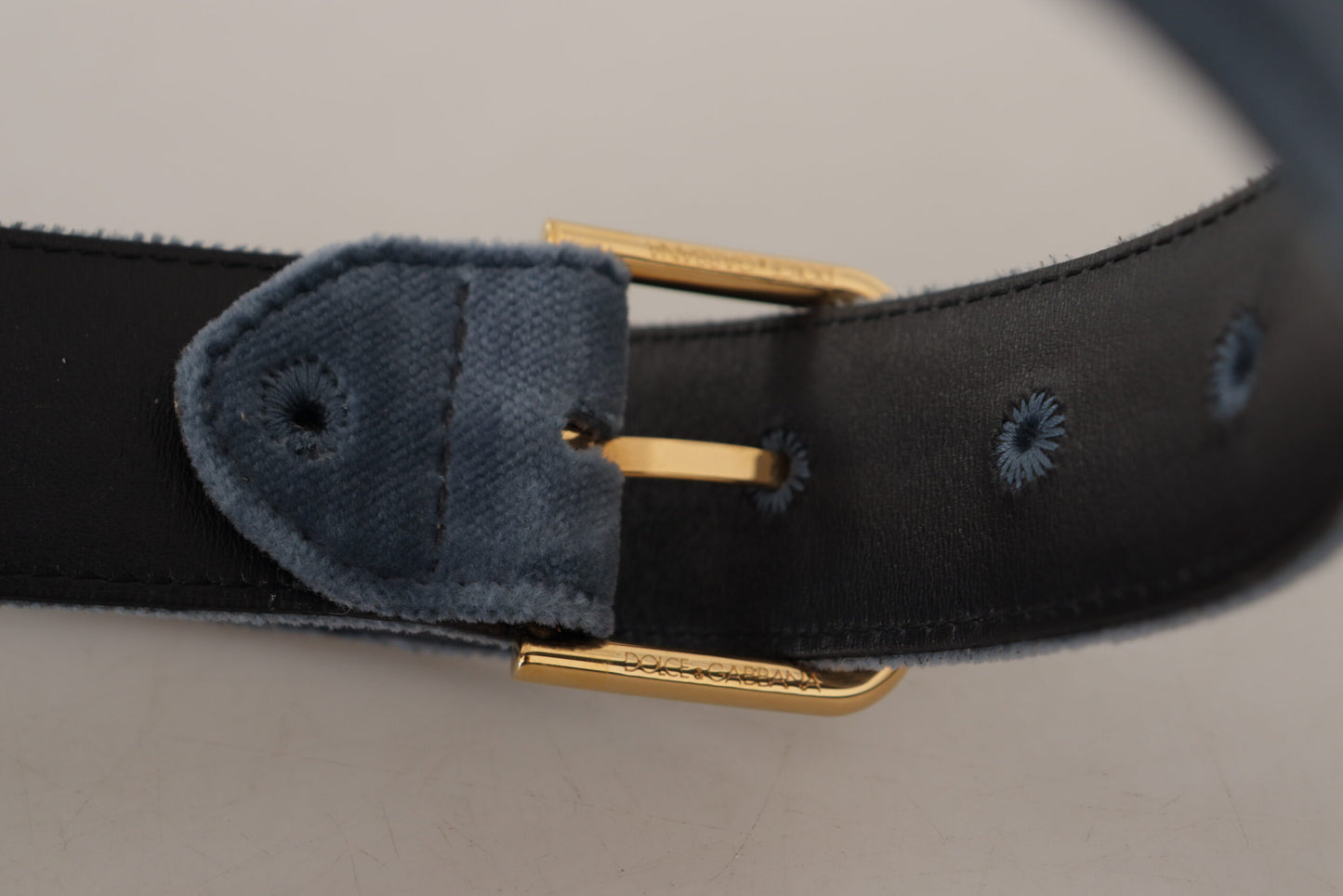 Dolce & Gabbana Elegant Navy Velvet Designer Belt Dolce & Gabbana