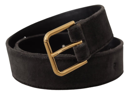 Dolce & Gabbana Elegant Velvet Belt with Engraved Buckle Dolce & Gabbana