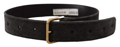 Dolce & Gabbana Elegant Velvet Belt with Engraved Buckle Dolce & Gabbana