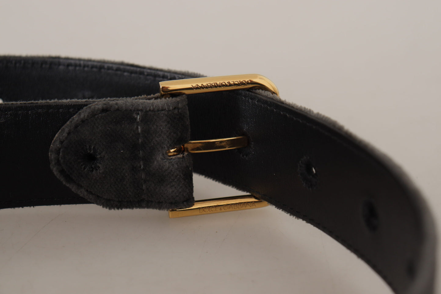 Dolce & Gabbana Elegant Velvet Belt with Engraved Buckle Dolce & Gabbana