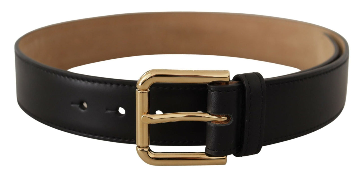 Dolce & Gabbana Elegant Leather Belt with Logo Buckle Dolce & Gabbana