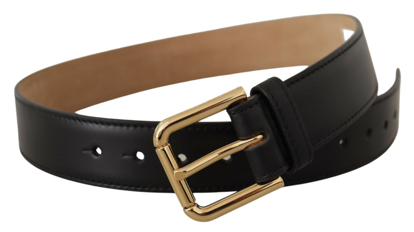 Dolce & Gabbana Elegant Leather Belt with Logo Buckle Dolce & Gabbana