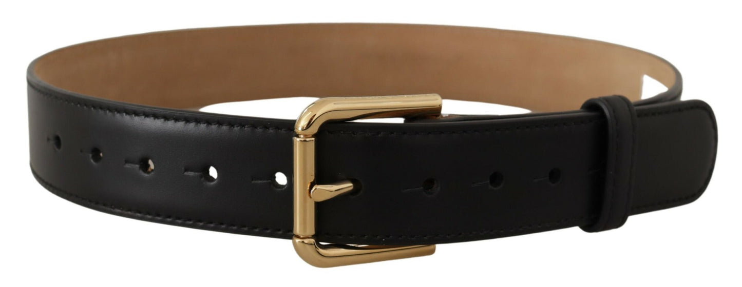 Dolce & Gabbana Elegant Leather Belt with Logo Buckle Dolce & Gabbana