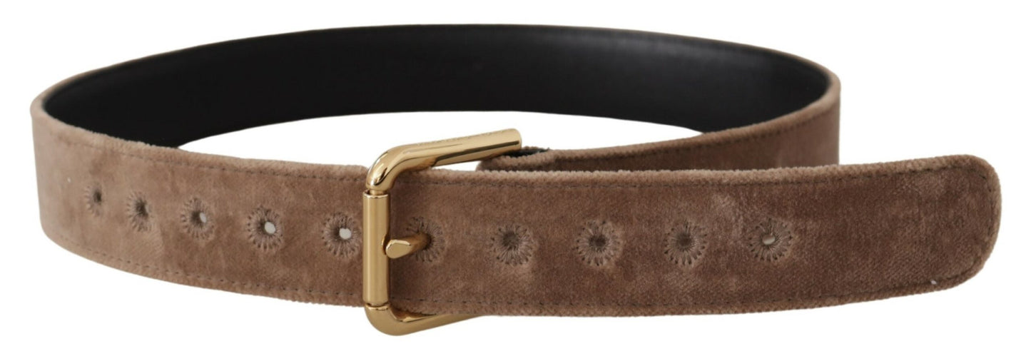 Dolce & Gabbana Elegant Velvet Logo Buckle Belt Dolce & Gabbana