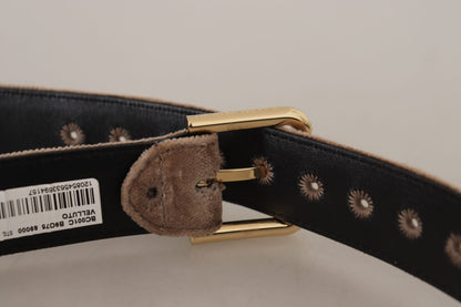 Dolce & Gabbana Elegant Velvet Logo Buckle Belt Dolce & Gabbana