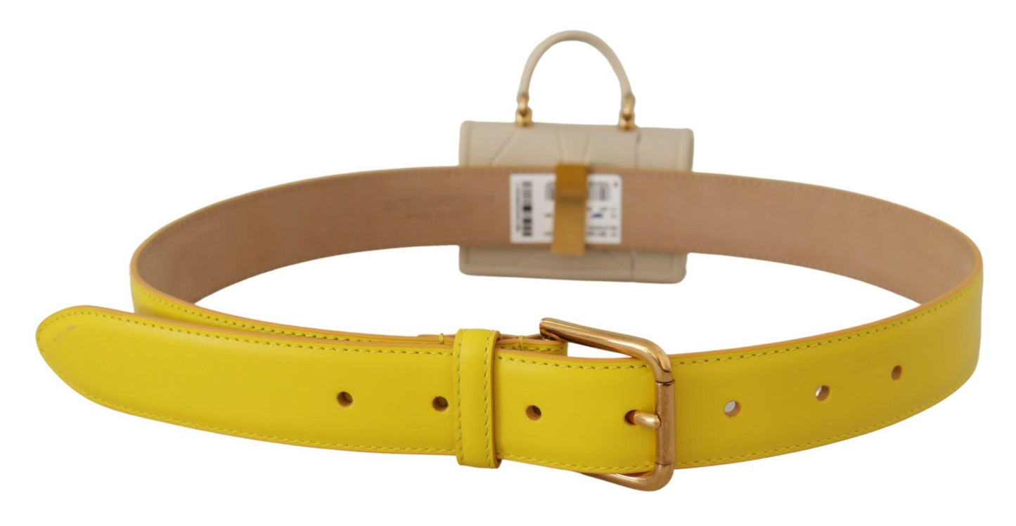 Dolce & Gabbana Chic Yellow Leather Belt with Headphone Case Dolce & Gabbana