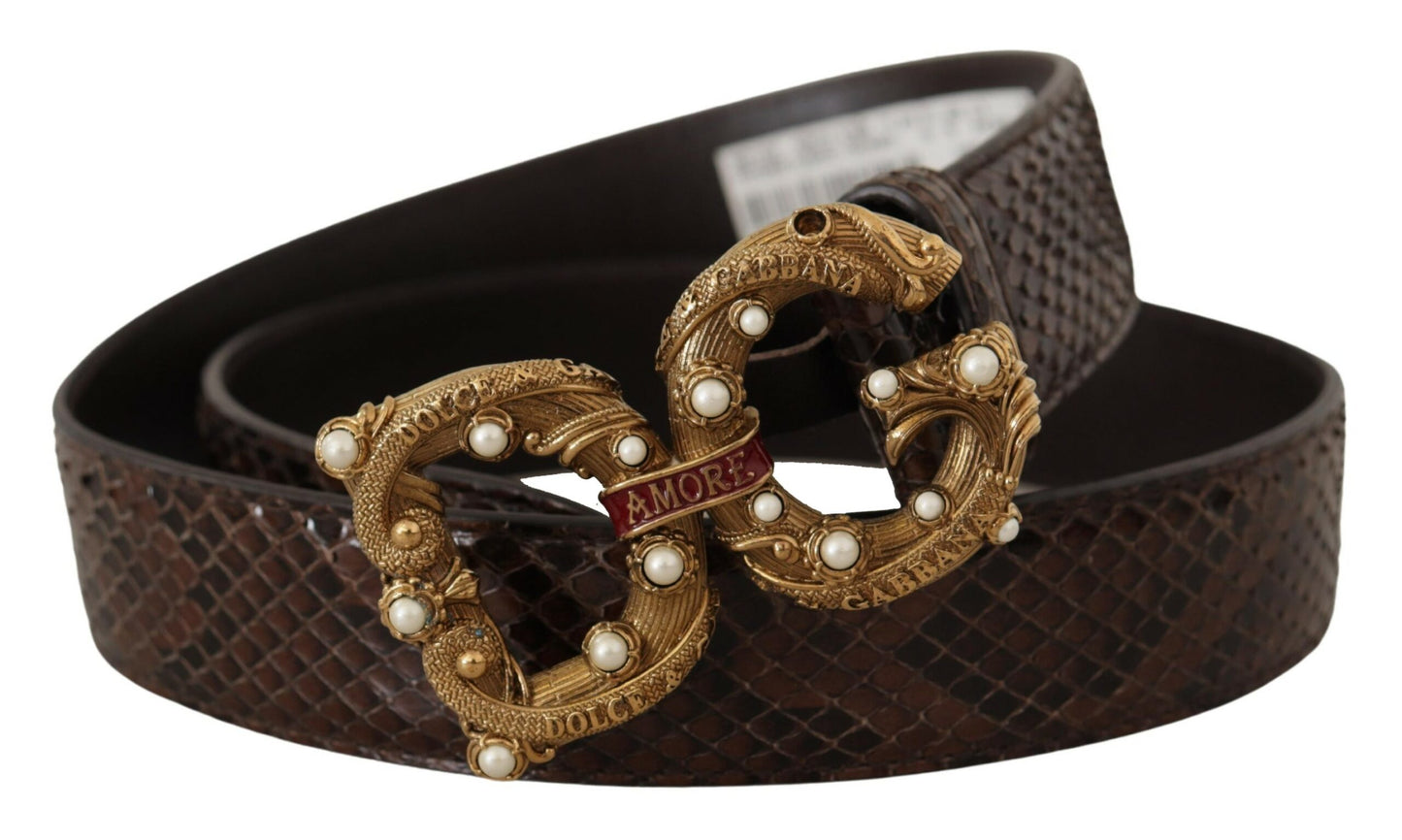 Dolce & Gabbana Elegant Snakeskin Leather Belt Dolce & Gabbana