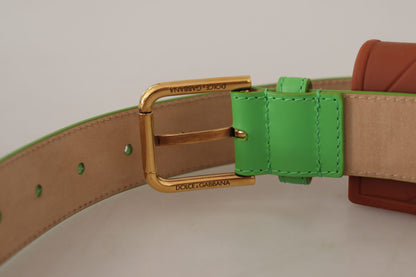 Dolce & Gabbana Chic Emerald Leather Belt with Engraved Buckle Dolce & Gabbana