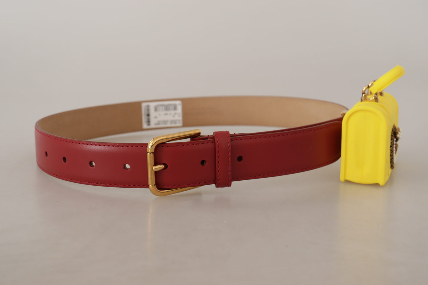 Dolce & Gabbana Elegant Red Leather Engraved Buckle Belt Dolce & Gabbana