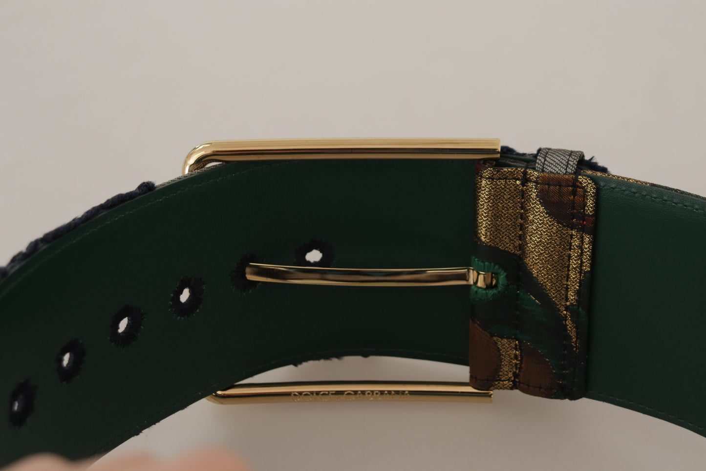 Dolce & Gabbana Elegant Green Leather Belt with Logo Buckle Dolce & Gabbana