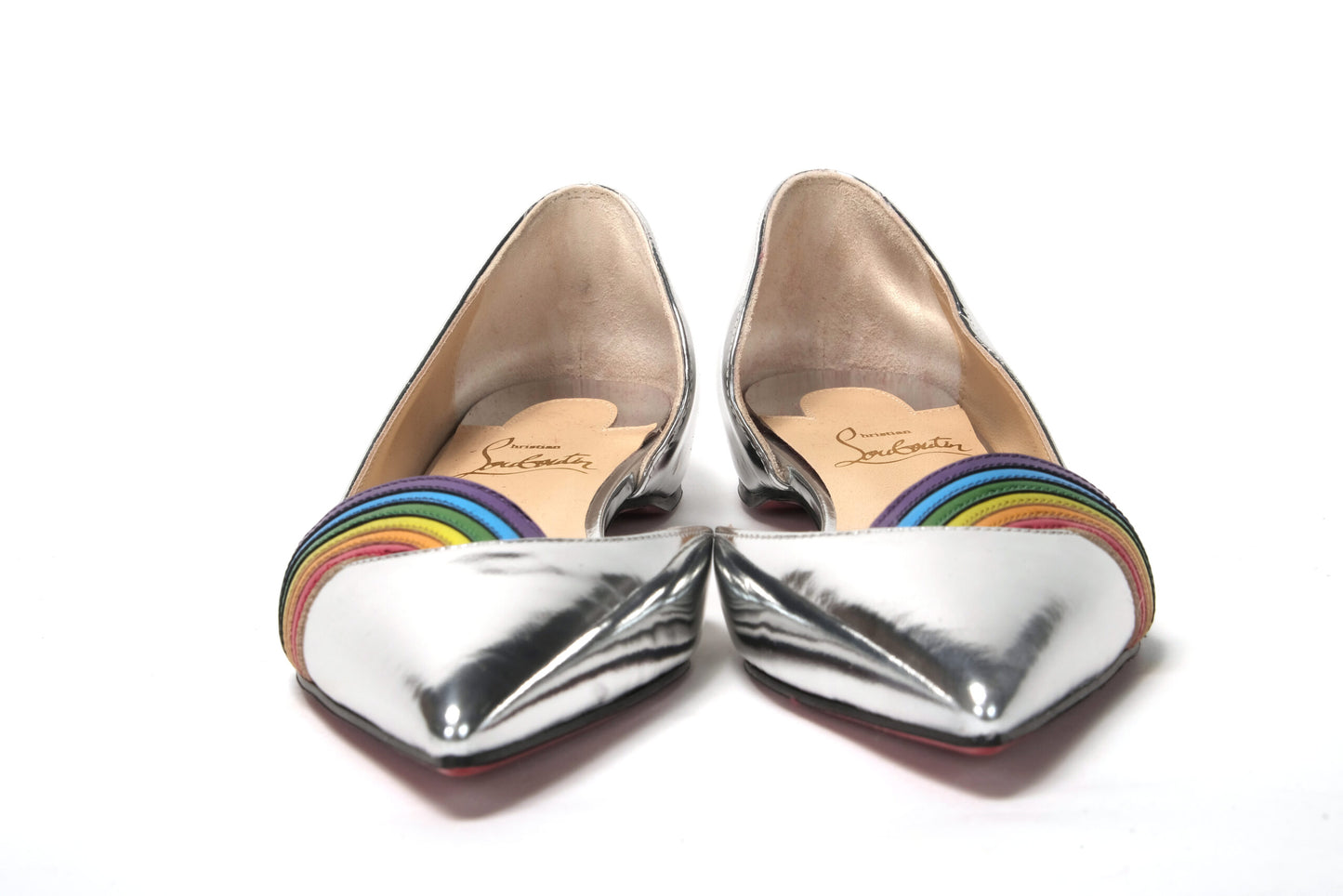 Christian Louboutin Silver Patentleather Flat Point Toe Shoe Christian Louboutin