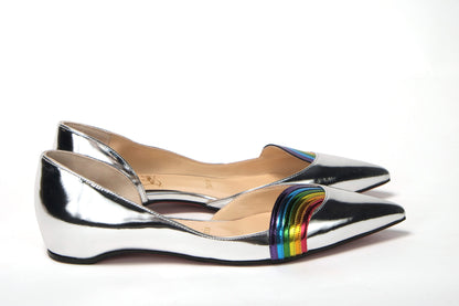 Christian Louboutin Silver Patentleather Flat Point Toe Shoe Christian Louboutin