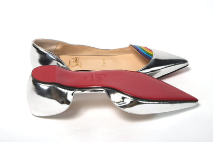 Christian Louboutin Silver Patentleather Flat Point Toe Shoe Christian Louboutin