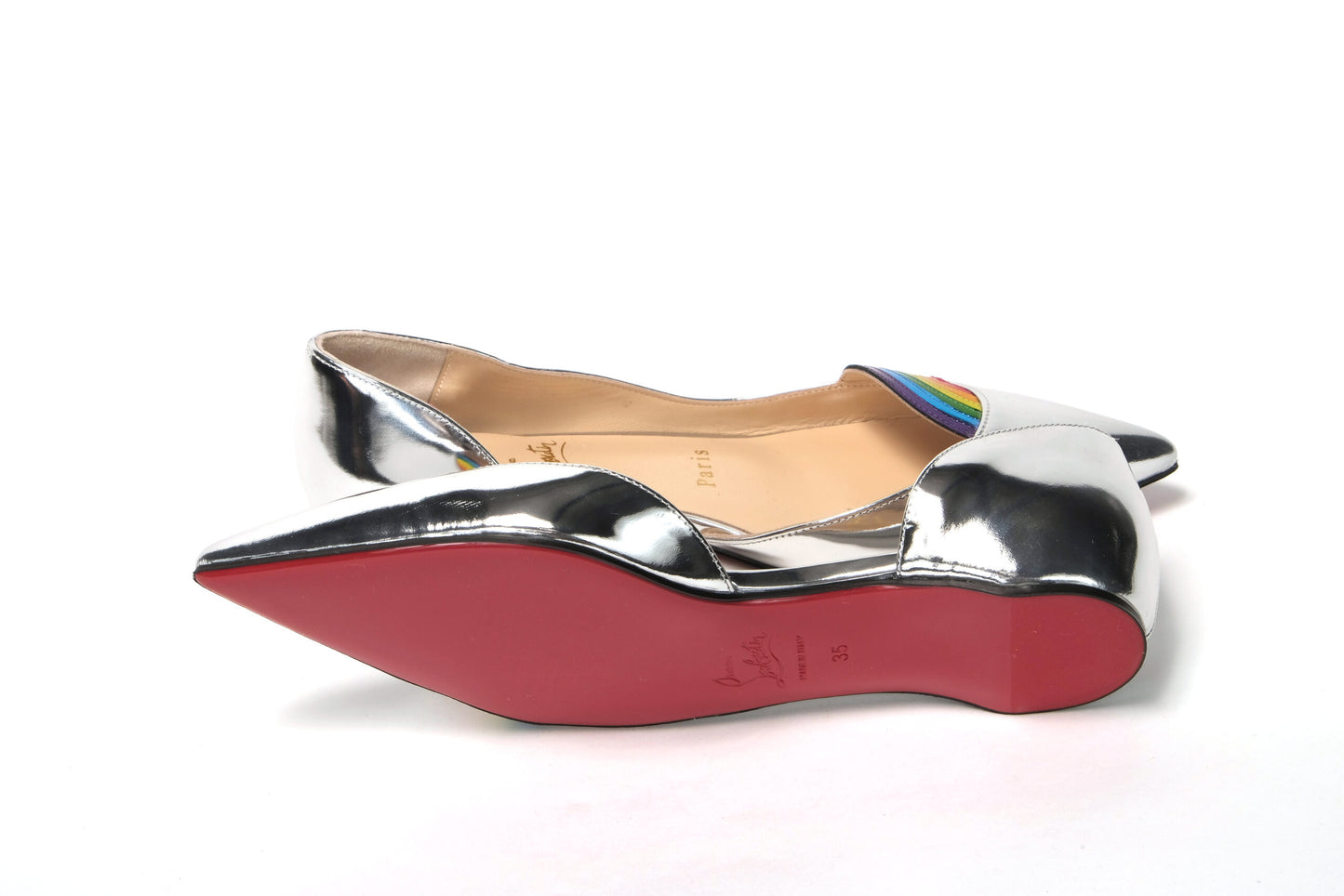 Christian Louboutin Silver Patentleather Flat Point Toe Shoe Christian Louboutin