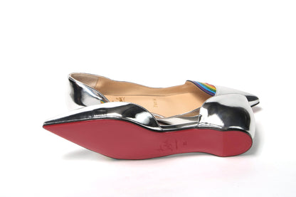 Christian Louboutin Silver Patentleather Flat Point Toe Shoe Christian Louboutin