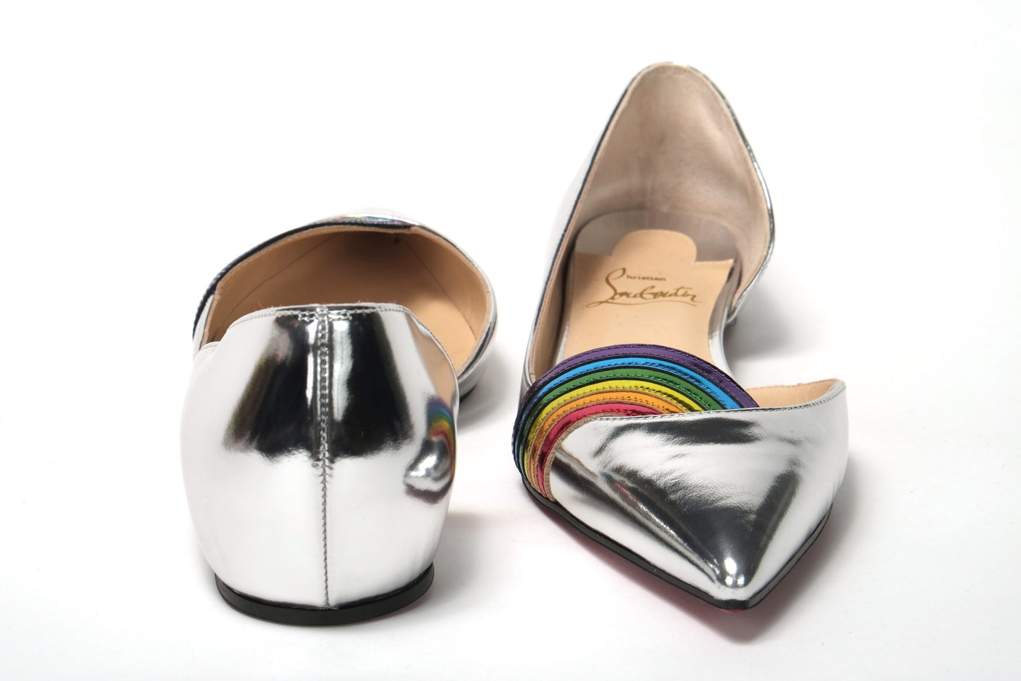 Christian Louboutin Silver Patentleather Flat Point Toe Shoe Christian Louboutin