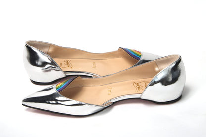 Christian Louboutin Silver Patentleather Flat Point Toe Shoe Christian Louboutin