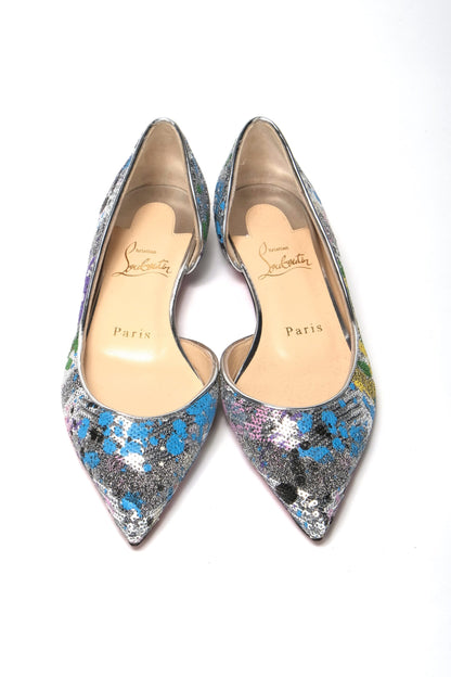 Christian Louboutin Multicolor Silver Flat Point Toe Shoe Christian Louboutin