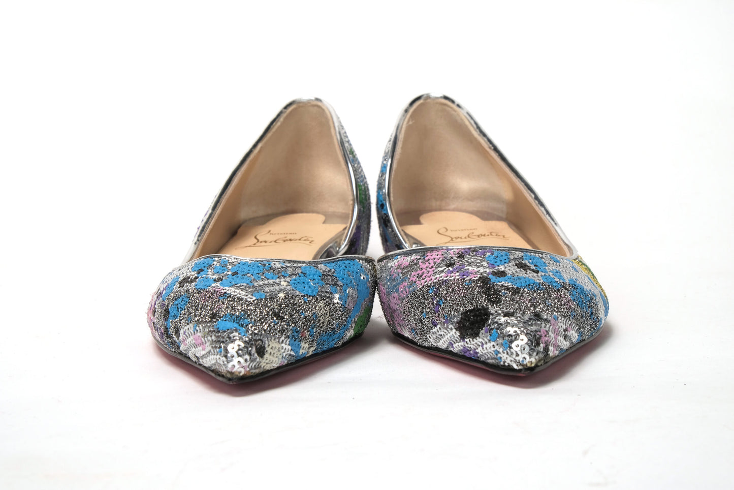 Christian Louboutin Multicolor Silver Flat Point Toe Shoe Christian Louboutin