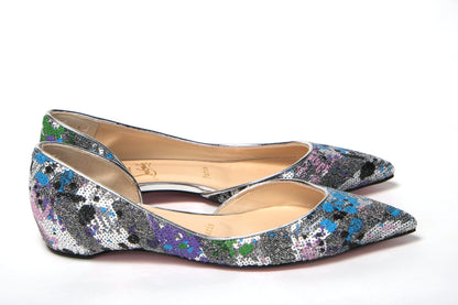 Christian Louboutin Multicolor Silver Flat Point Toe Shoe Christian Louboutin