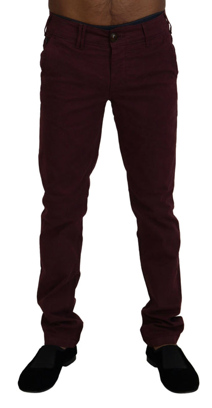 CYCLE Maroon Skinny Fit Cotton Pants CYCLE