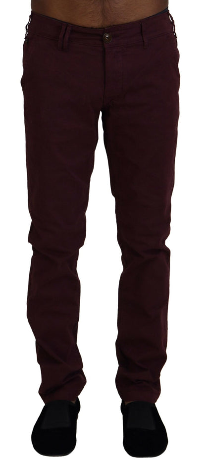 CYCLE Maroon Skinny Fit Cotton Pants CYCLE