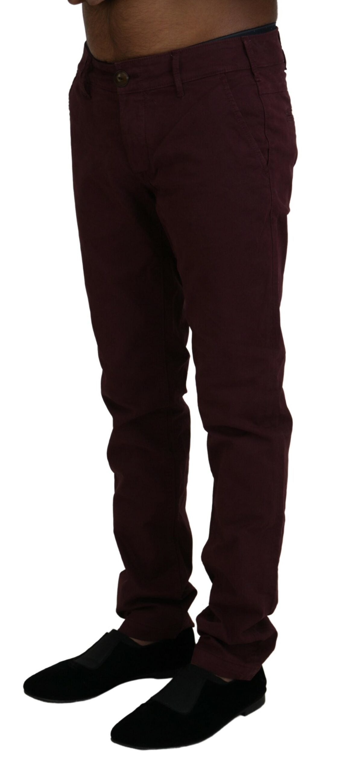 CYCLE Maroon Skinny Fit Cotton Pants CYCLE