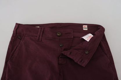 CYCLE Maroon Skinny Fit Cotton Pants CYCLE