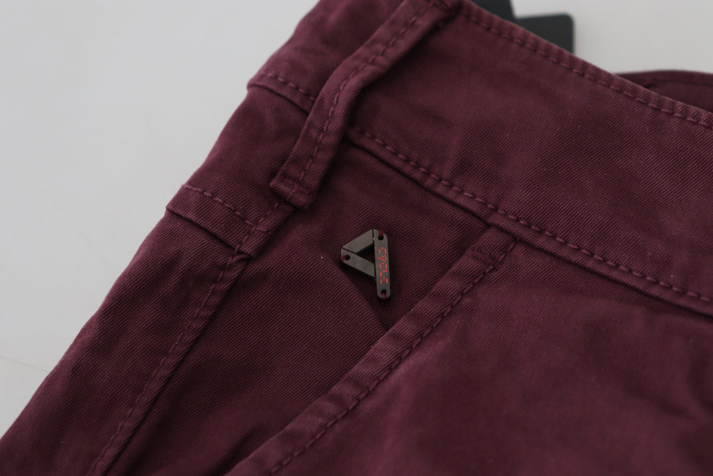 CYCLE Maroon Skinny Fit Cotton Pants CYCLE