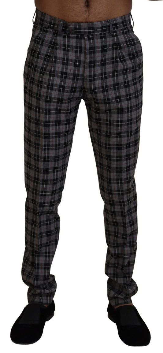 BENCIVENGA Elegant Gray Checked Gentleman's Chinos BENCIVENGA