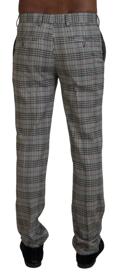 BENCIVENGA Elegant Gray Checkered Slim Men's Pants BENCIVENGA