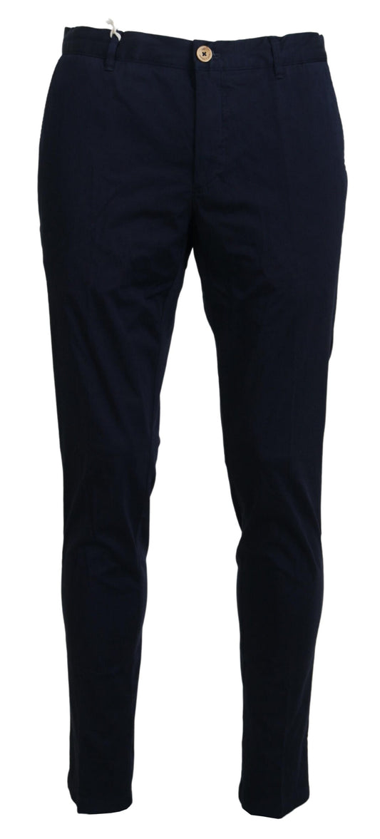 Domenico Tagliente Elegant Dark Blue Slim Chino Pants Domenico Tagliente