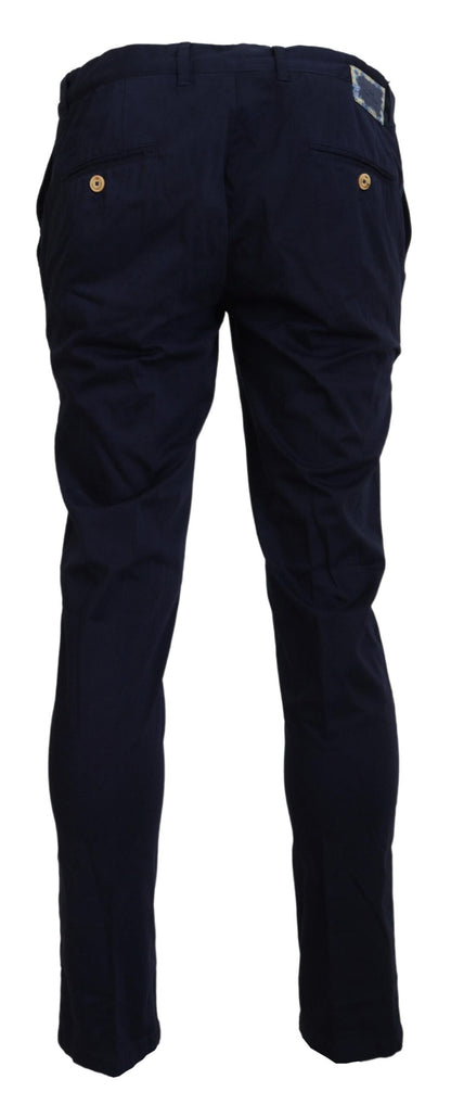 Domenico Tagliente Elegant Dark Blue Slim Chino Pants Domenico Tagliente