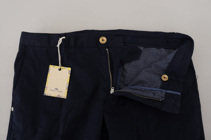 Domenico Tagliente Elegant Dark Blue Slim Chino Pants Domenico Tagliente