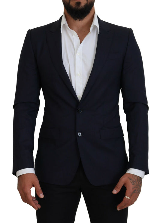 Dolce & Gabbana Elegant Blue Wool Silk Blazer Jacket Dolce & Gabbana