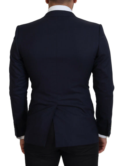 Dolce & Gabbana Elegant Blue Wool Silk Blazer Jacket Dolce & Gabbana