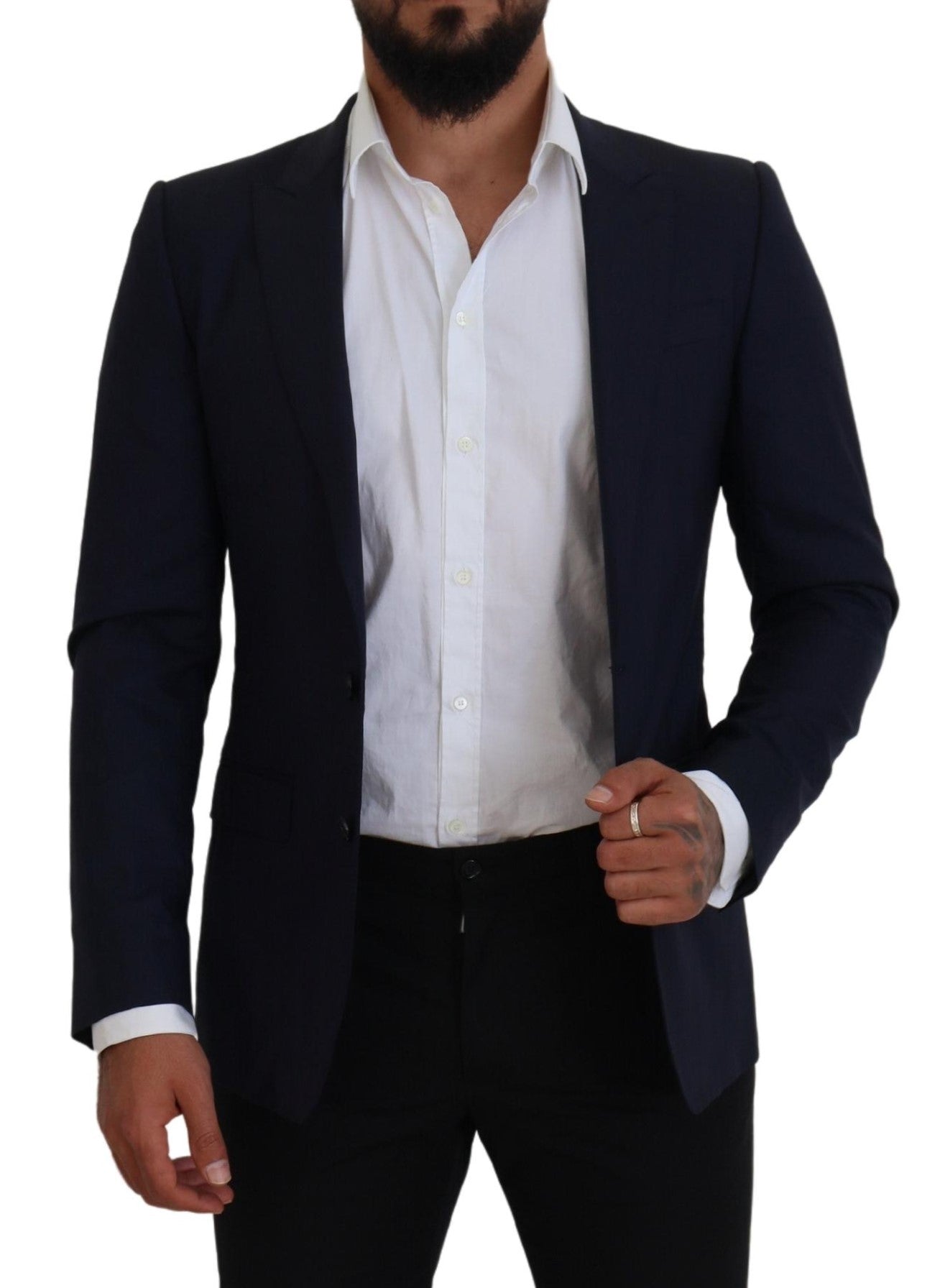 Dolce & Gabbana Elegant Blue Wool Silk Blazer Jacket Dolce & Gabbana