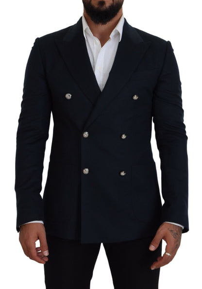 Dolce & Gabbana Elegant Cashmere-Silk Blend Blue Blazer Dolce & Gabbana