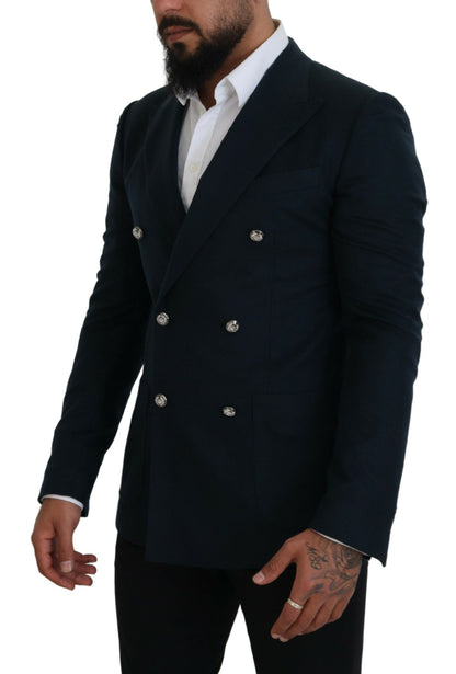 Dolce & Gabbana Elegant Cashmere-Silk Blend Blue Blazer Dolce & Gabbana