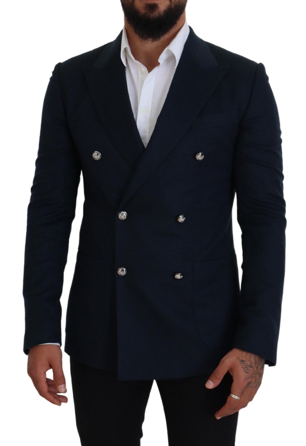 Dolce & Gabbana Elegant Cashmere-Silk Blend Blue Blazer Dolce & Gabbana