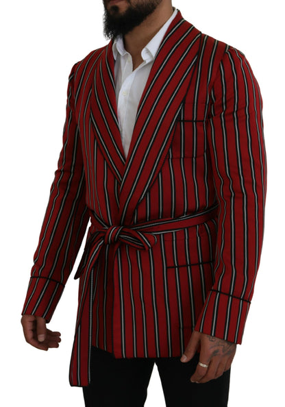 Dolce & Gabbana Elegant Red Striped Long Robe Luxury Wear Dolce & Gabbana