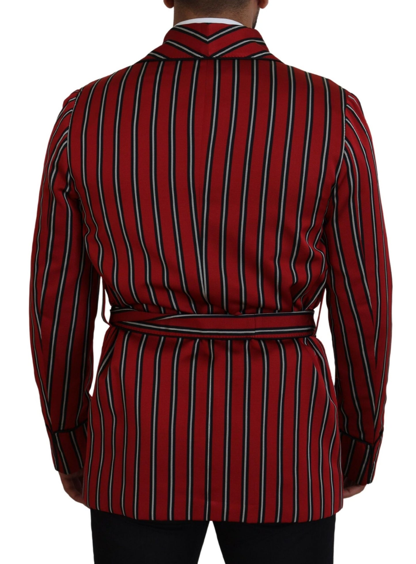 Dolce & Gabbana Elegant Red Striped Long Robe Luxury Wear Dolce & Gabbana