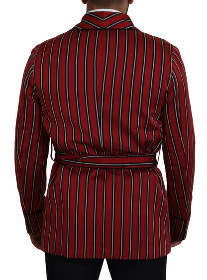 Dolce & Gabbana Elegant Red Striped Long Robe Luxury Wear Dolce & Gabbana