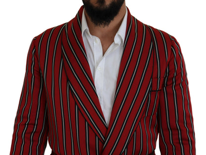 Dolce & Gabbana Elegant Red Striped Long Robe Luxury Wear Dolce & Gabbana